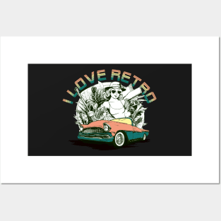 i love retro themed car and girl design Posters and Art